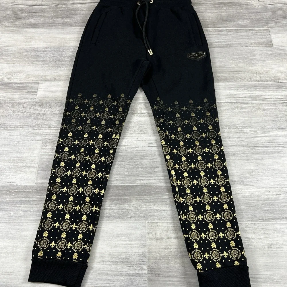 Supply & Demand‎ Royalty Monogram Jogger Sweatpants Black/Gold Men's Small NWT